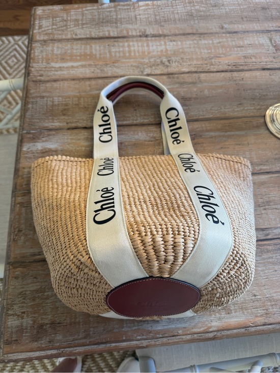 Handbags - New never used Chloe woody straw bucket bag.